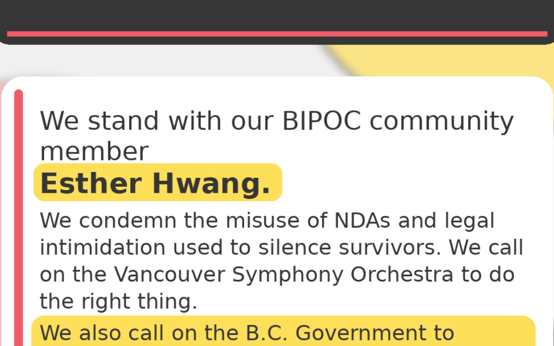 Stand With Esther Hwang. End Victim-Silencing NDAs.